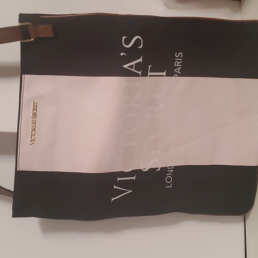 Victoria Secret Black and Pink Crossbody Tote Bag
